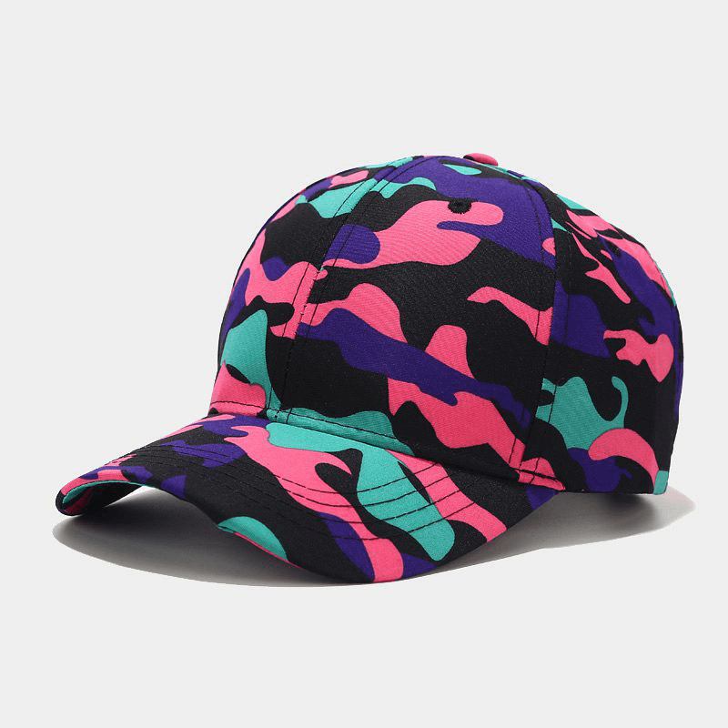 Unisex Camouflage Baseball Cap Farget Graffiti Bomull Utendørs Solkrem Wild Fitted Hat