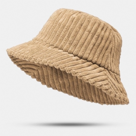 Unisex Corduroy Striper Mønster Solid Farge Varm Ørebeskyttelse Par Hat Bøtte Hat