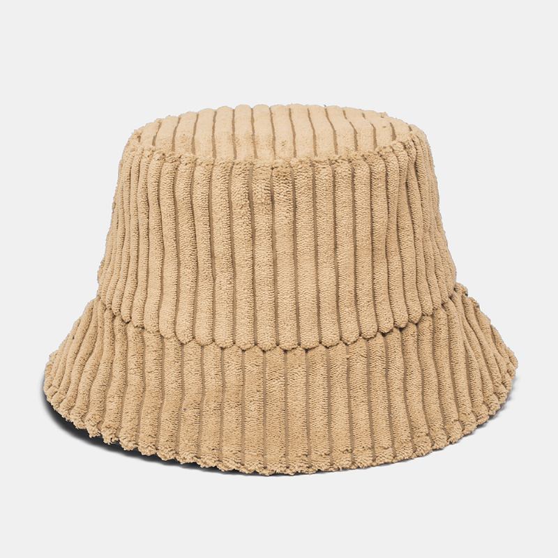 Unisex Corduroy Striper Mønster Solid Farge Varm Ørebeskyttelse Par Hat Bøtte Hat