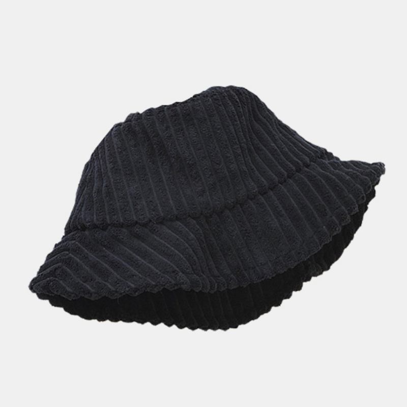 Unisex Corduroy Striper Mønster Solid Farge Varm Ørebeskyttelse Par Hat Bøtte Hat