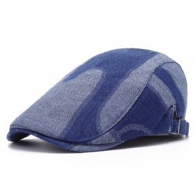 Unisex Denim Med Kort Brim Distressed Blue Sunshade Peaked Cap