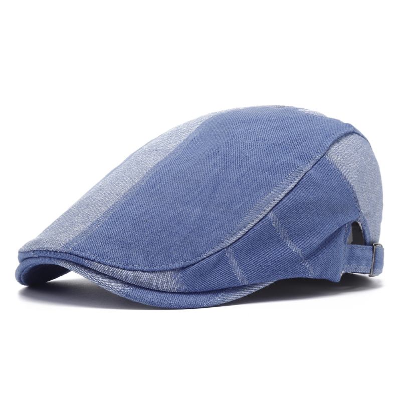 Unisex Denim Med Kort Brim Distressed Blue Sunshade Peaked Cap