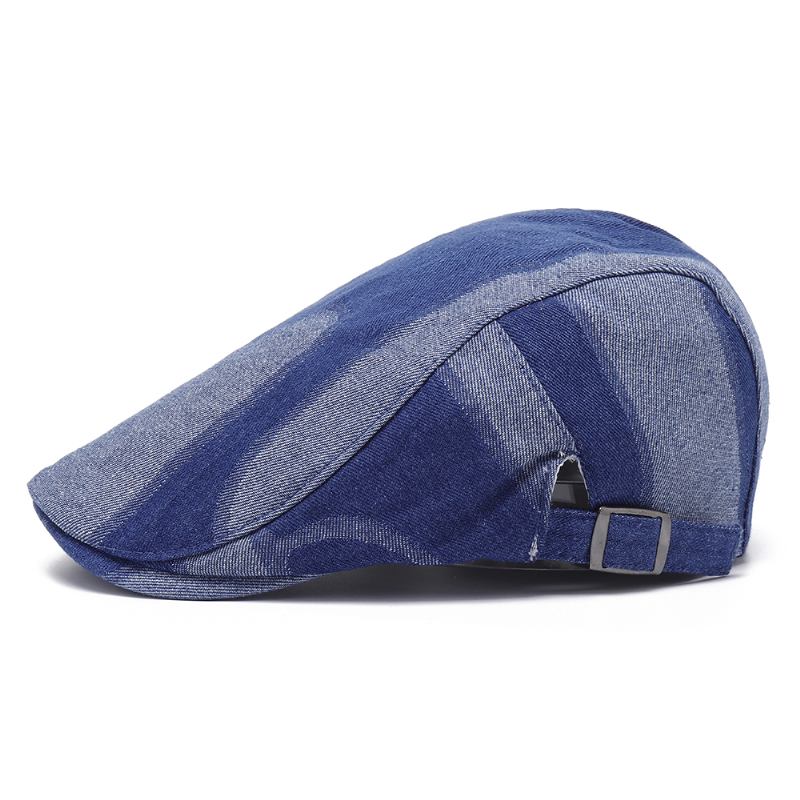 Unisex Denim Med Kort Brim Distressed Blue Sunshade Peaked Cap