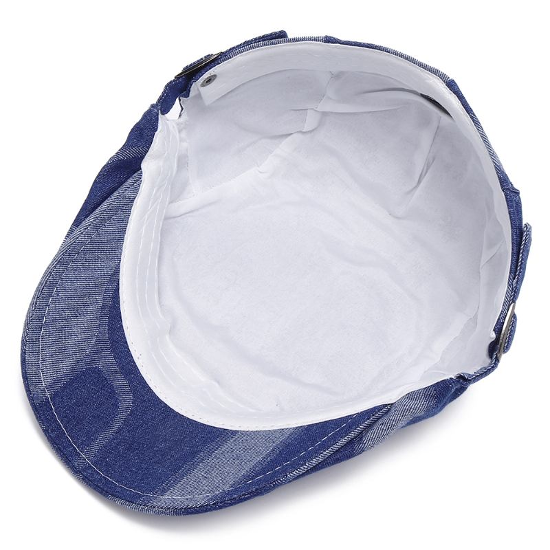 Unisex Denim Med Kort Brim Distressed Blue Sunshade Peaked Cap