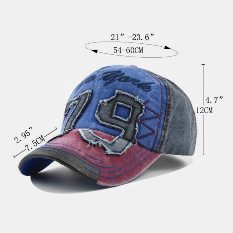 Unisex Distressed Digital Patch Brevbroderi Baseball Cap Utendørs Uformell Solskjerming Vasket Stretch Fit Cap