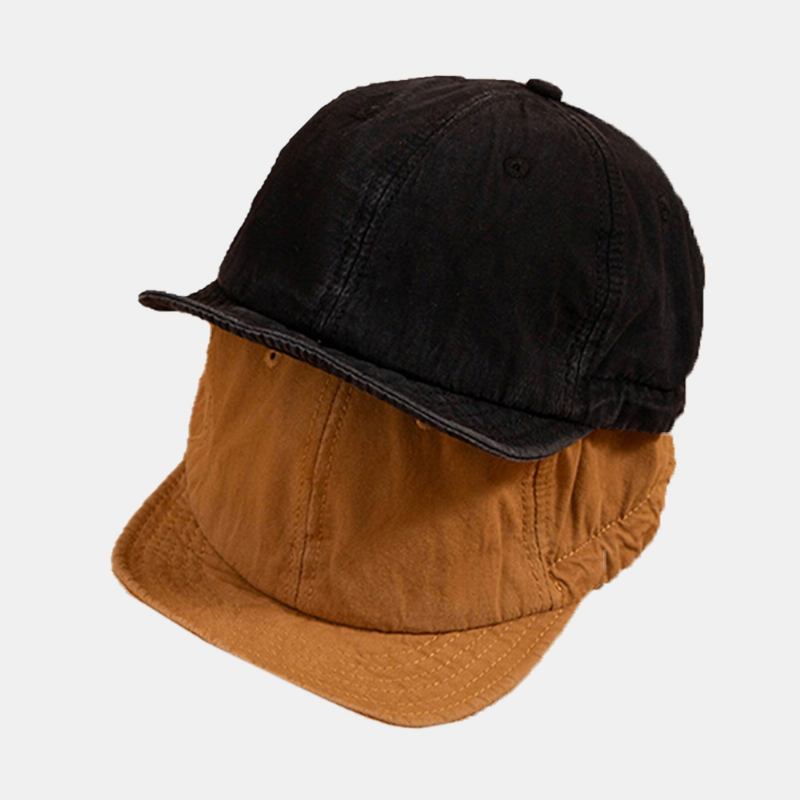 Unisex Ensfarge Kort Sortbrem Snapback Lue Uformell Vill Elastisk Bånd Baseballcap