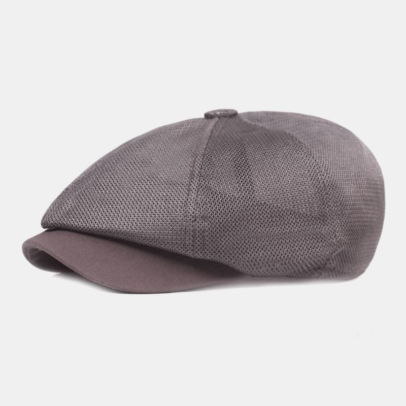 Unisex Full Mesh Pustende Fritids Beret Cap Åttekantet Hat Painter Cap Forward Cap