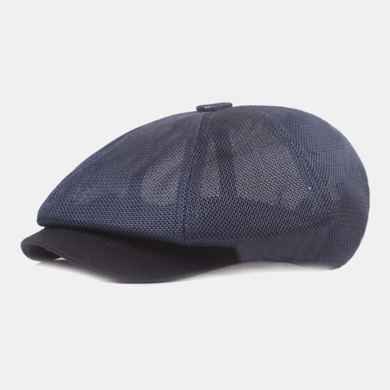 Unisex Full Mesh Pustende Fritids Beret Cap Åttekantet Hat Painter Cap Forward Cap