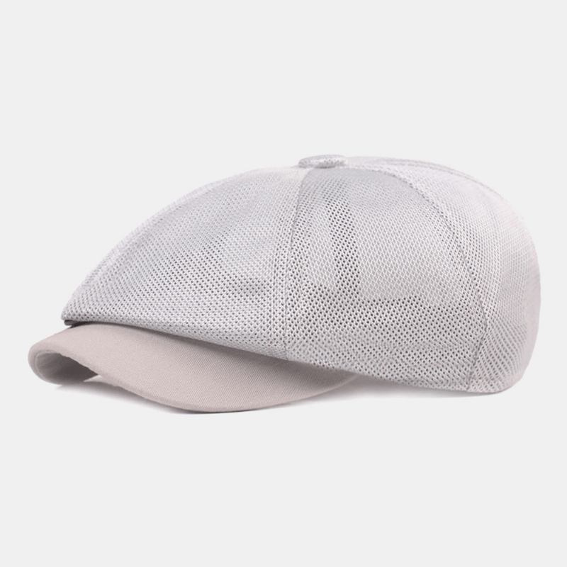 Unisex Full Mesh Pustende Fritids Beret Cap Åttekantet Hat Painter Cap Forward Cap