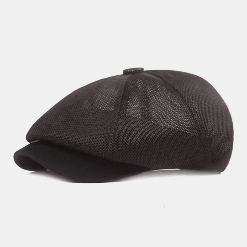 Unisex Full Mesh Pustende Fritids Beret Cap Åttekantet Hat Painter Cap Forward Cap