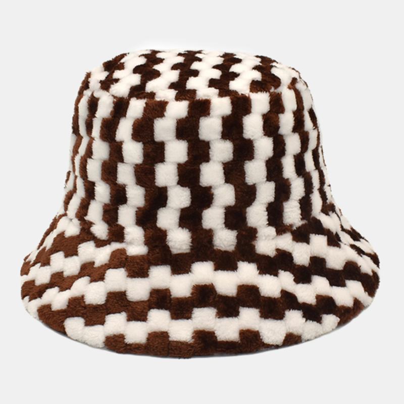 Unisex Gitter Jacquard Plysj Varmebøttehatt Utendørs Uformell Tykk Kul Beskyttelse Fusket Kaninpelshatt