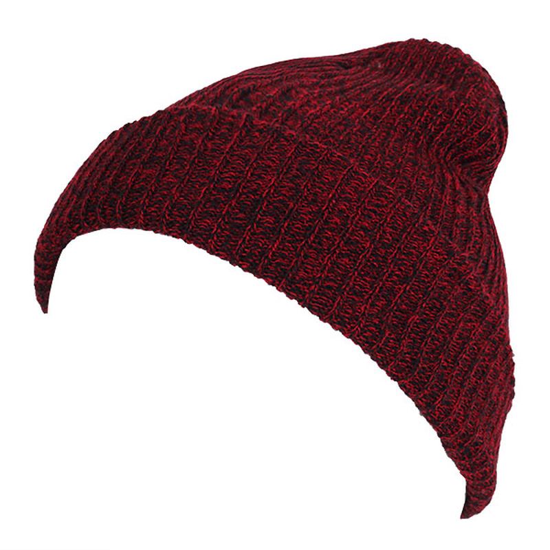 Unisex Herre Kvinner Stripe Strikket Slouch Beanie Lue Ren Farge Elastisk Vinter Varm Cap