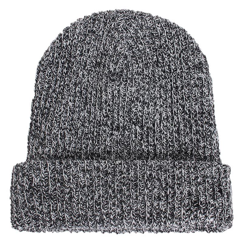 Unisex Herre Kvinner Stripe Strikket Slouch Beanie Lue Ren Farge Elastisk Vinter Varm Cap