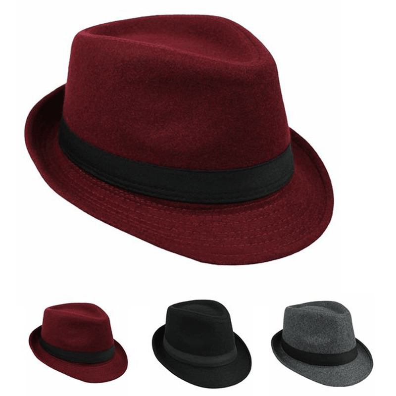 Unisex Jazz Cap Vintage Ullbøtte Trilby Brim Fedora Panama Hat