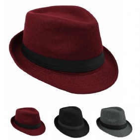 Unisex Jazz Cap Vintage Ullbøtte Trilby Brim Fedora Panama Hat