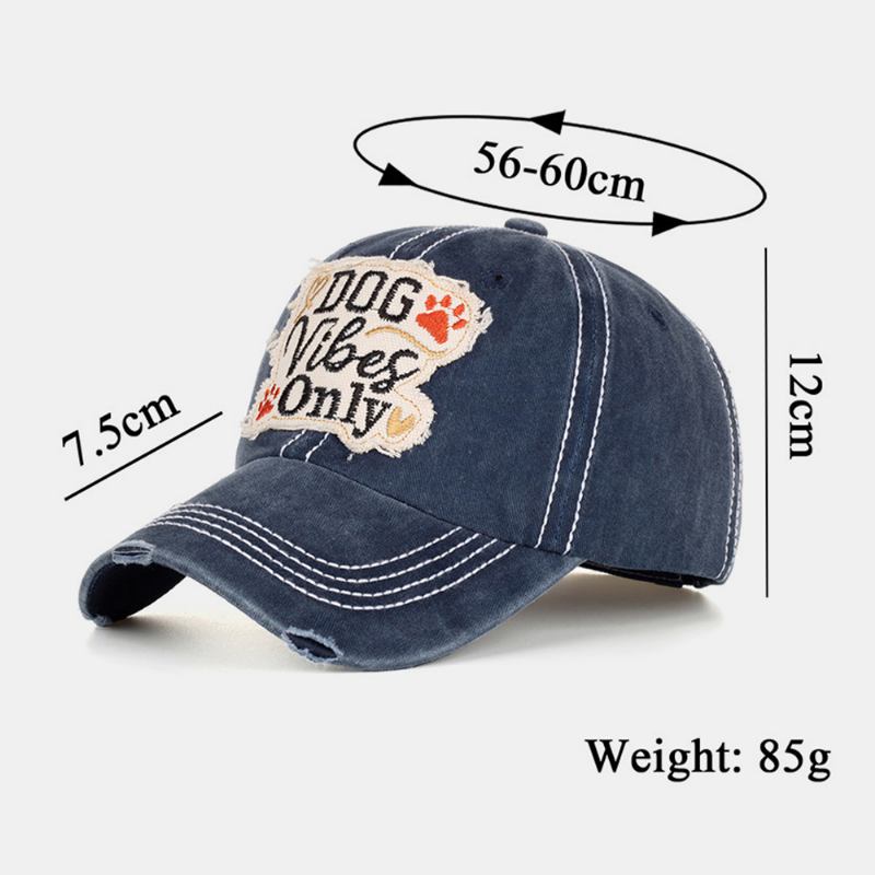 Unisex Letter Broderi Patch Baseball Cap Utendørs Reise Solskjerm Justerbar Pustende Twill Cap