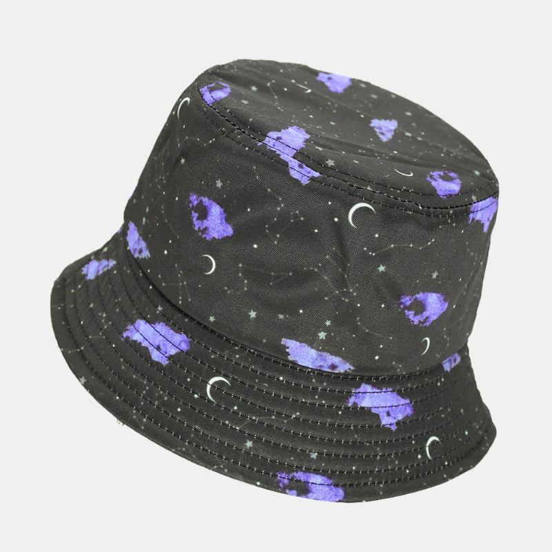 Unisex Moon Starry Sky Med Trykk Bøttehatt Bred Skygge Utendørs Solkremhatt