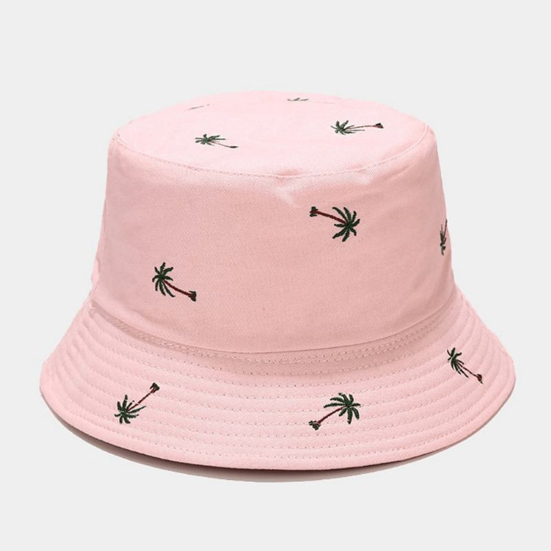 Unisex Overlegg Kokosnøtt Broderimønster Solhatt Sommer Utendørs Uformelt Solskjerming Bøttehatt