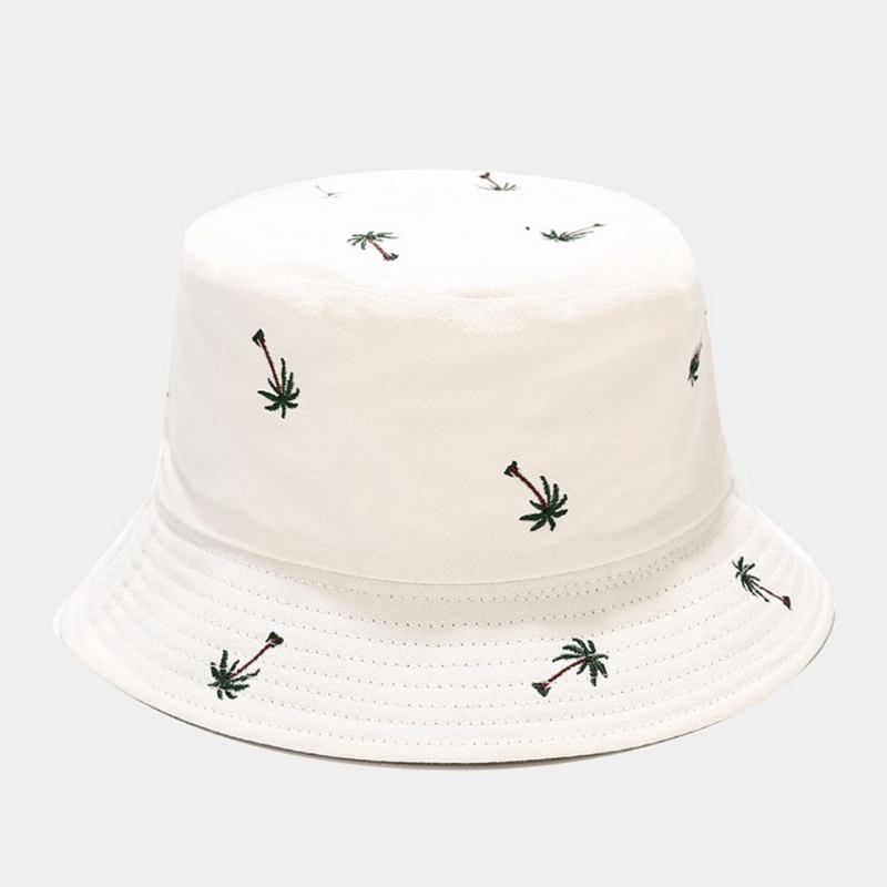 Unisex Overlegg Kokosnøtt Broderimønster Solhatt Sommer Utendørs Uformelt Solskjerming Bøttehatt