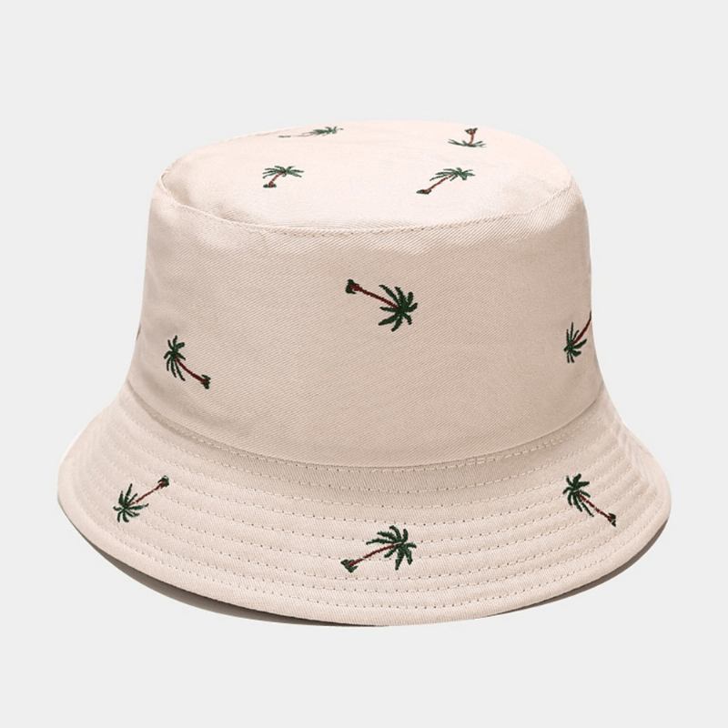 Unisex Overlegg Kokosnøtt Broderimønster Solhatt Sommer Utendørs Uformelt Solskjerming Bøttehatt