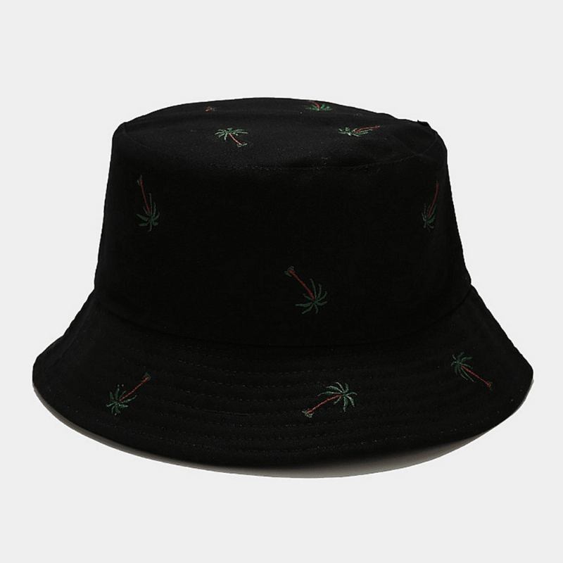 Unisex Overlegg Kokosnøtt Broderimønster Solhatt Sommer Utendørs Uformelt Solskjerming Bøttehatt