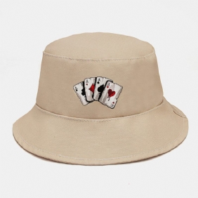 Unisex Plain Poker Pattern Bucket Hat Fritids Wild Foldable Sunshade Beach Hat