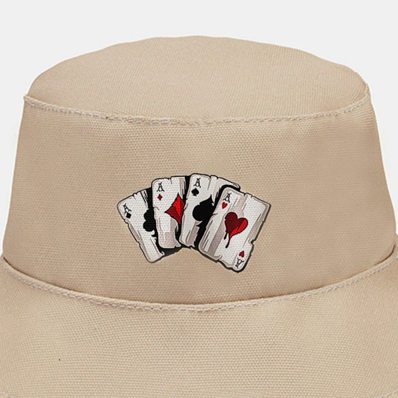 Unisex Plain Poker Pattern Bucket Hat Fritids Wild Foldable Sunshade Beach Hat