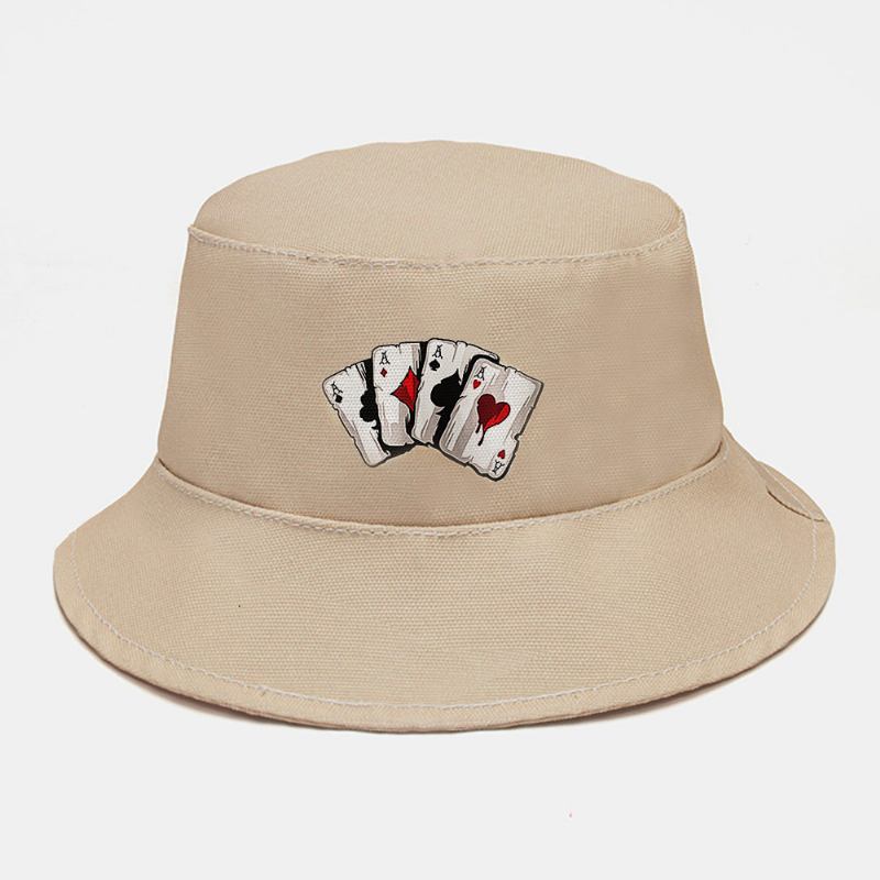 Unisex Plain Poker Pattern Bucket Hat Fritids Wild Foldable Sunshade Beach Hat