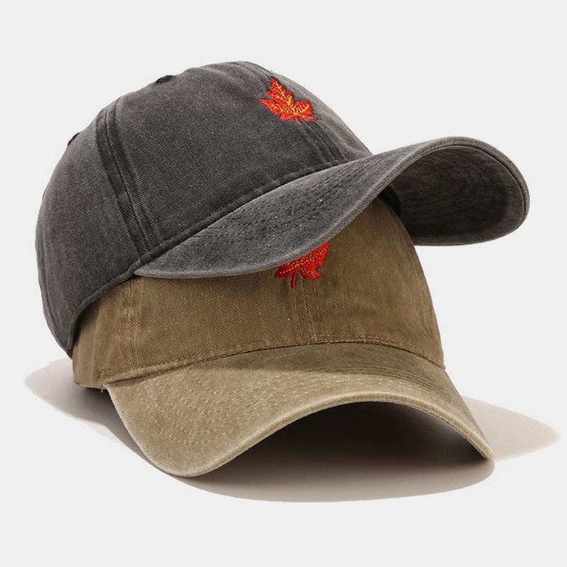 Unisex Retro Buet Rand Lønnebladmønster Broderi Baseballcaps Fritidsreise Justerbar Pustende Solskjermhatt