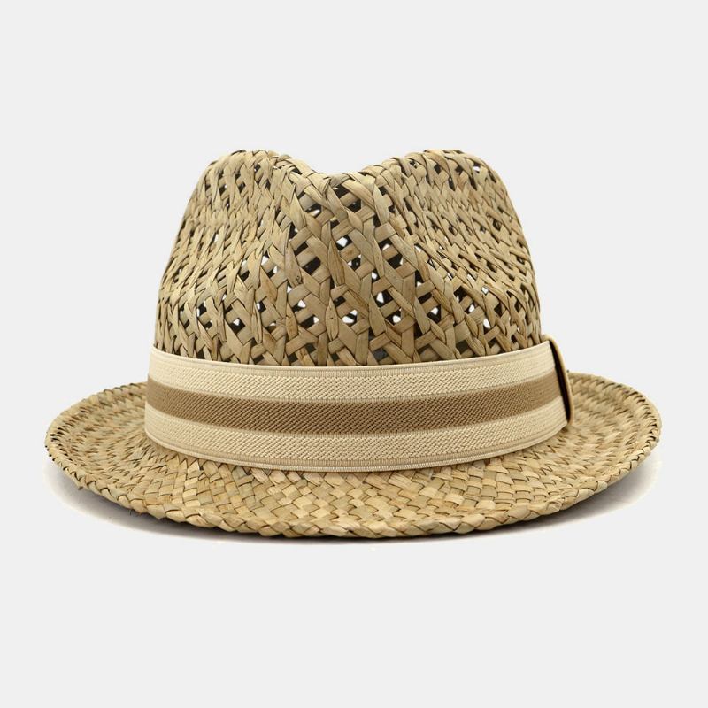 Unisex Sunscreen Travel Beach Sun Hat Britisk Stil Elegant Seaside Jazz Hat Stråhatt