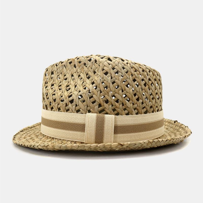 Unisex Sunscreen Travel Beach Sun Hat Britisk Stil Elegant Seaside Jazz Hat Stråhatt