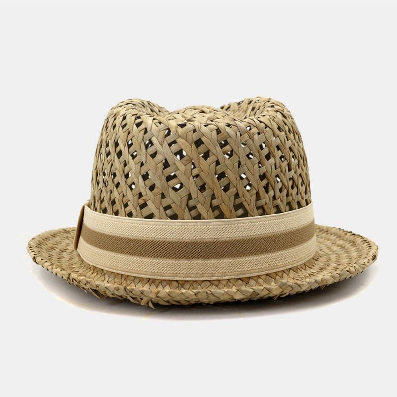 Unisex Sunscreen Travel Beach Sun Hat Britisk Stil Elegant Seaside Jazz Hat Stråhatt