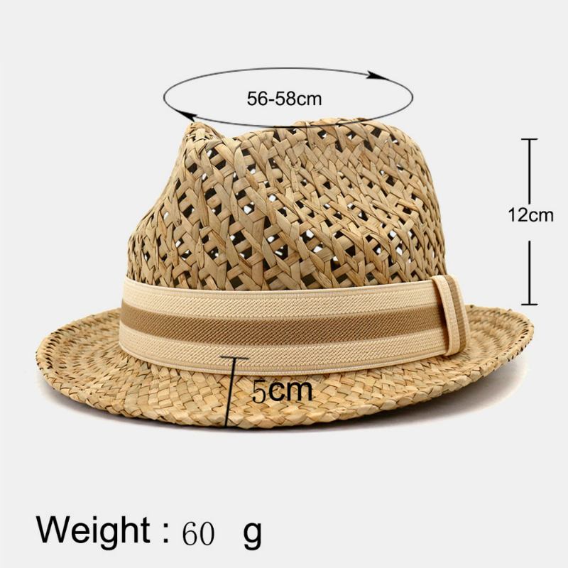 Unisex Sunscreen Travel Beach Sun Hat Britisk Stil Elegant Seaside Jazz Hat Stråhatt