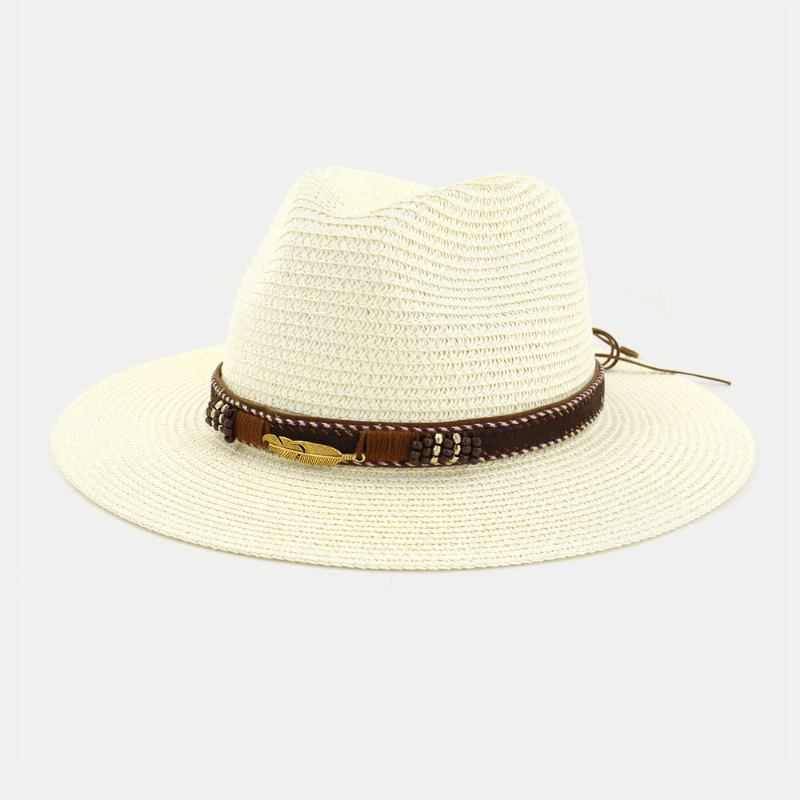 Unisex Sunscreen Travel Beach Sun Hat Elegant Seaside Jazz Hat Stråhatt