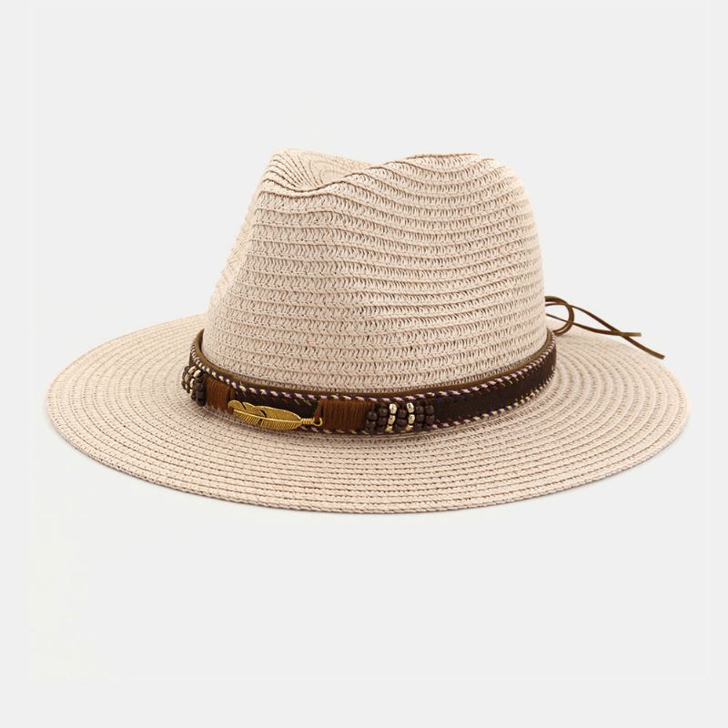 Unisex Sunscreen Travel Beach Sun Hat Elegant Seaside Jazz Hat Stråhatt