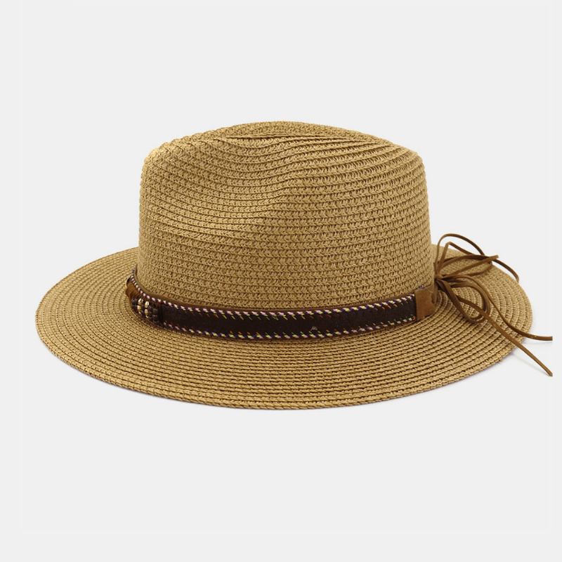 Unisex Sunscreen Travel Beach Sun Hat Elegant Seaside Jazz Hat Stråhatt