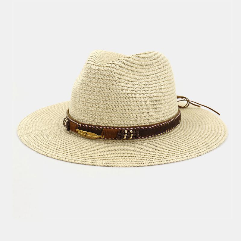 Unisex Sunscreen Travel Beach Sun Hat Elegant Seaside Jazz Hat Stråhatt