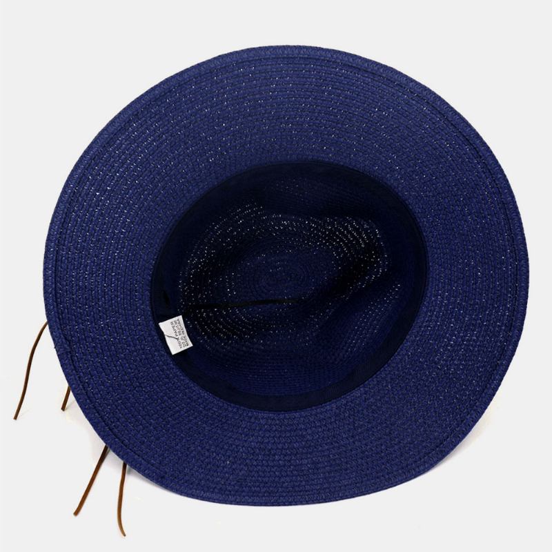 Unisex Sunscreen Travel Beach Sun Hat Elegant Seaside Wide Rim Jazz Hat Stråhatt