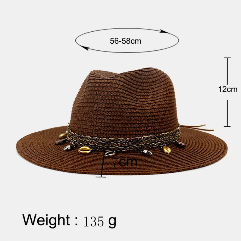 Unisex Sunscreen Travel Beach Sun Hat Elegant Seaside Wide Rim Jazz Hat Stråhatt