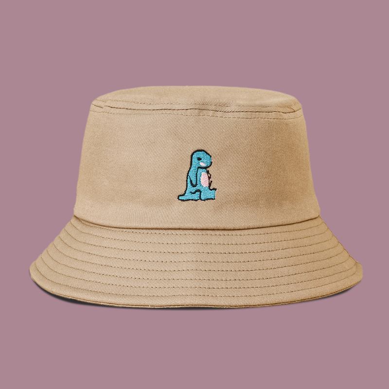 Unisex Tegneserie Liten Dinosaur Broderi Solhatt Utendørs Uformell Solskjerm Bucket Hat