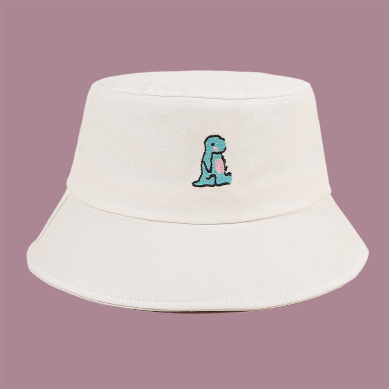 Unisex Tegneserie Liten Dinosaur Broderi Solhatt Utendørs Uformell Solskjerm Bucket Hat