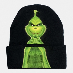 Unisex Ull Varm Vindtett Solskjerm Jul Grønt Hår Monster Utskrift Strikket Lue Beanie