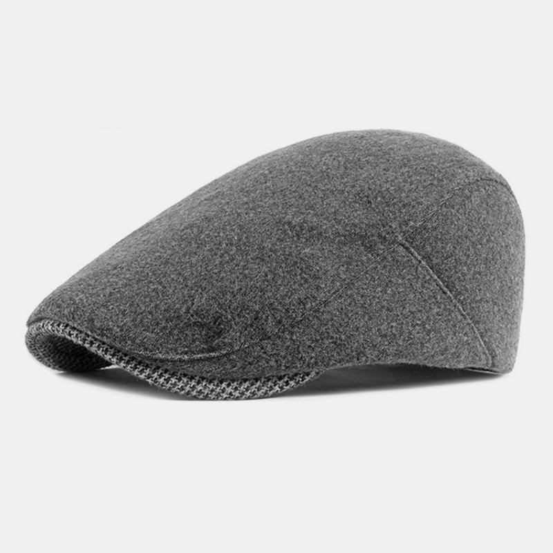 Unisex Vanlig Filt-basker Hasp Justerbar Britisk Retro Enkel Foroverlue Flat Hat Driver Hat