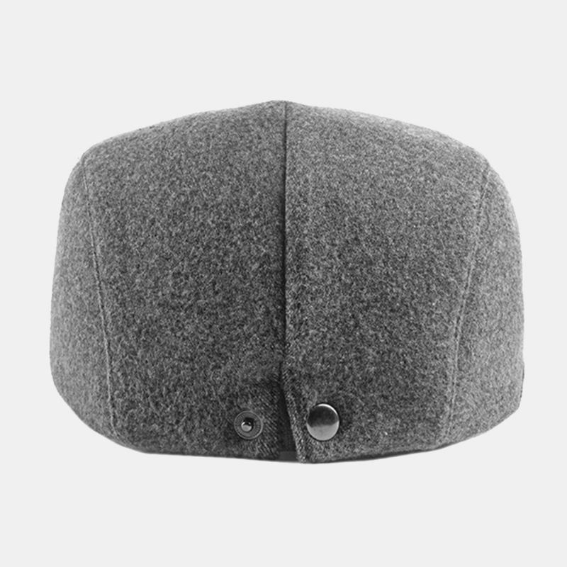 Unisex Vanlig Filt-basker Hasp Justerbar Britisk Retro Enkel Foroverlue Flat Hat Driver Hat