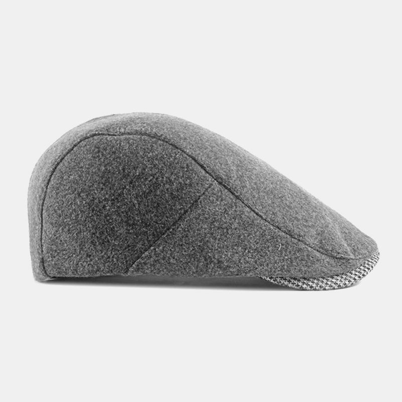 Unisex Vanlig Filt-basker Hasp Justerbar Britisk Retro Enkel Foroverlue Flat Hat Driver Hat