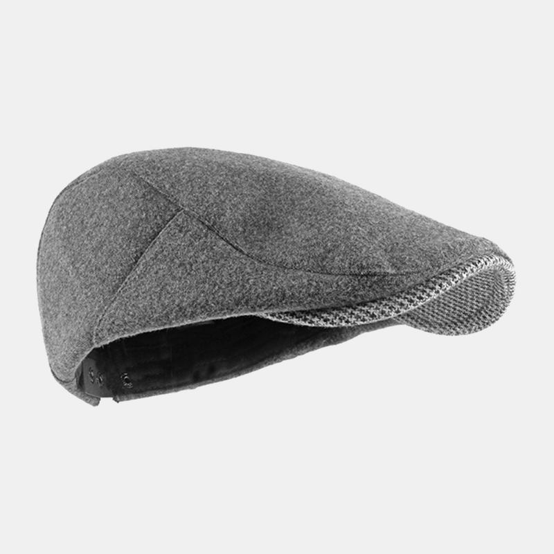 Unisex Vanlig Filt-basker Hasp Justerbar Britisk Retro Enkel Foroverlue Flat Hat Driver Hat