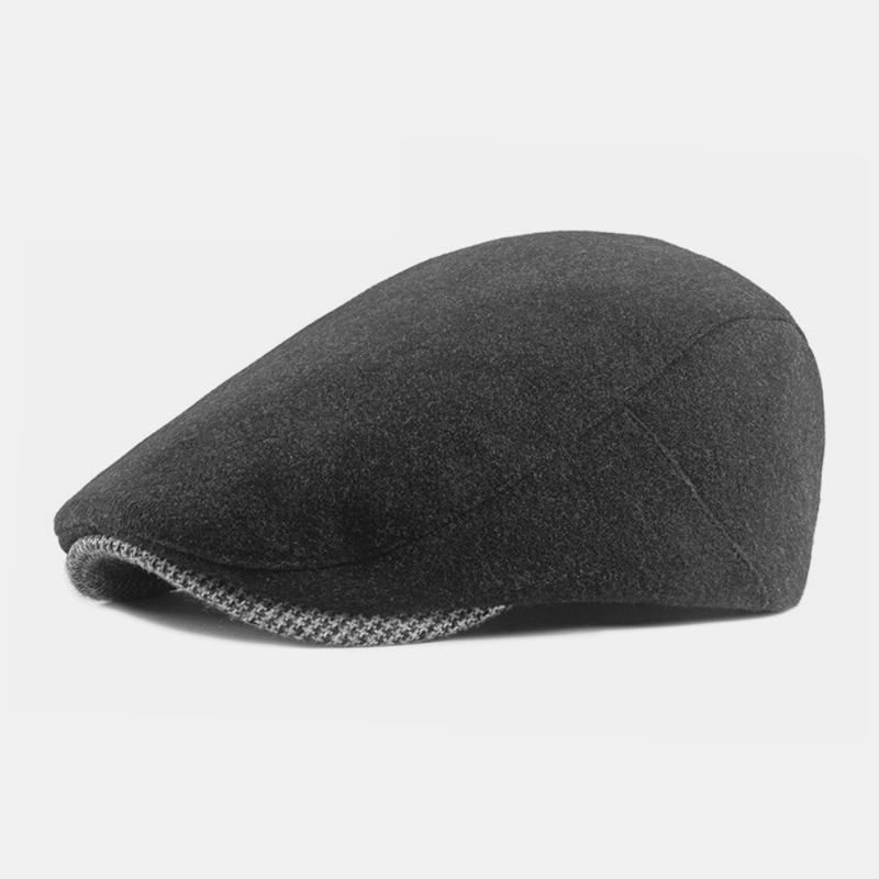 Unisex Vanlig Filt-basker Hasp Justerbar Britisk Retro Enkel Foroverlue Flat Hat Driver Hat