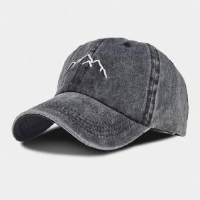 Unisex Vasket Distressed Bomull Fjellmønster Broderi Mote Solkrem Baseball Cap