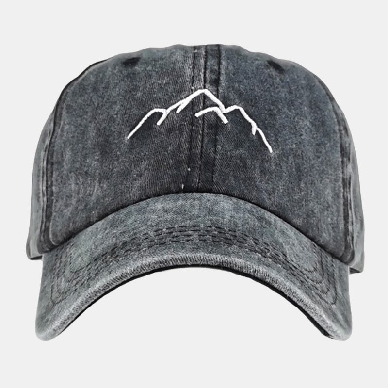 Unisex Vasket Distressed Bomull Fjellmønster Broderi Mote Solkrem Baseball Cap