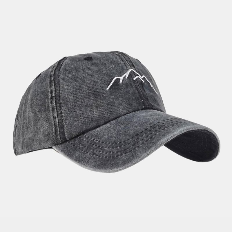 Unisex Vasket Distressed Bomull Fjellmønster Broderi Mote Solkrem Baseball Cap